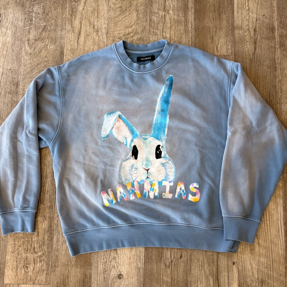 Nahmias Washed Blue Graphic Men's Sweater